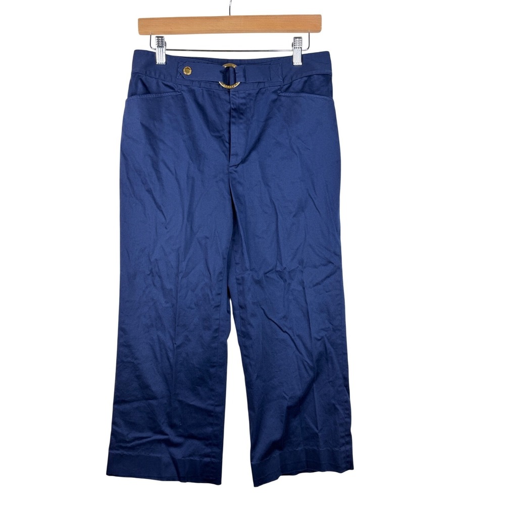 Lauren Ralph Lauren Dress Pants with Gold Belt size 6 Blue